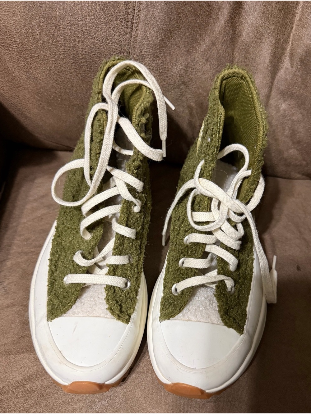 Converse Olive Green Run Star Hike High-Top Sneakers with White Laces